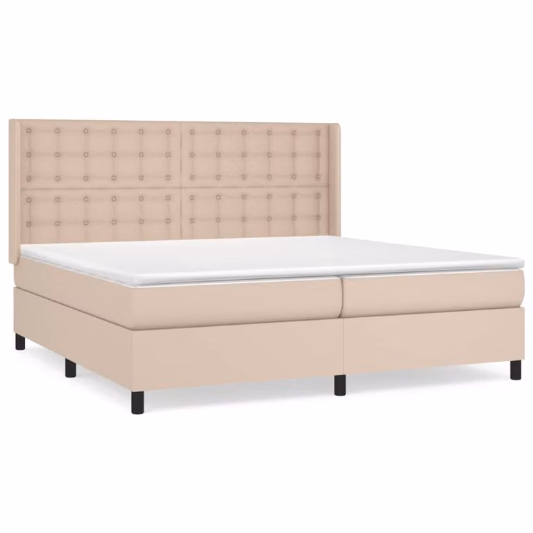 Giroletto a Molle con Materasso Cappuccino 200x200cm Pelle finta