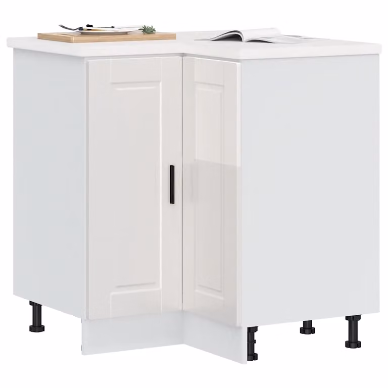 Base ad angolo per cucina vidaXL in legno e MDF bianco lucido