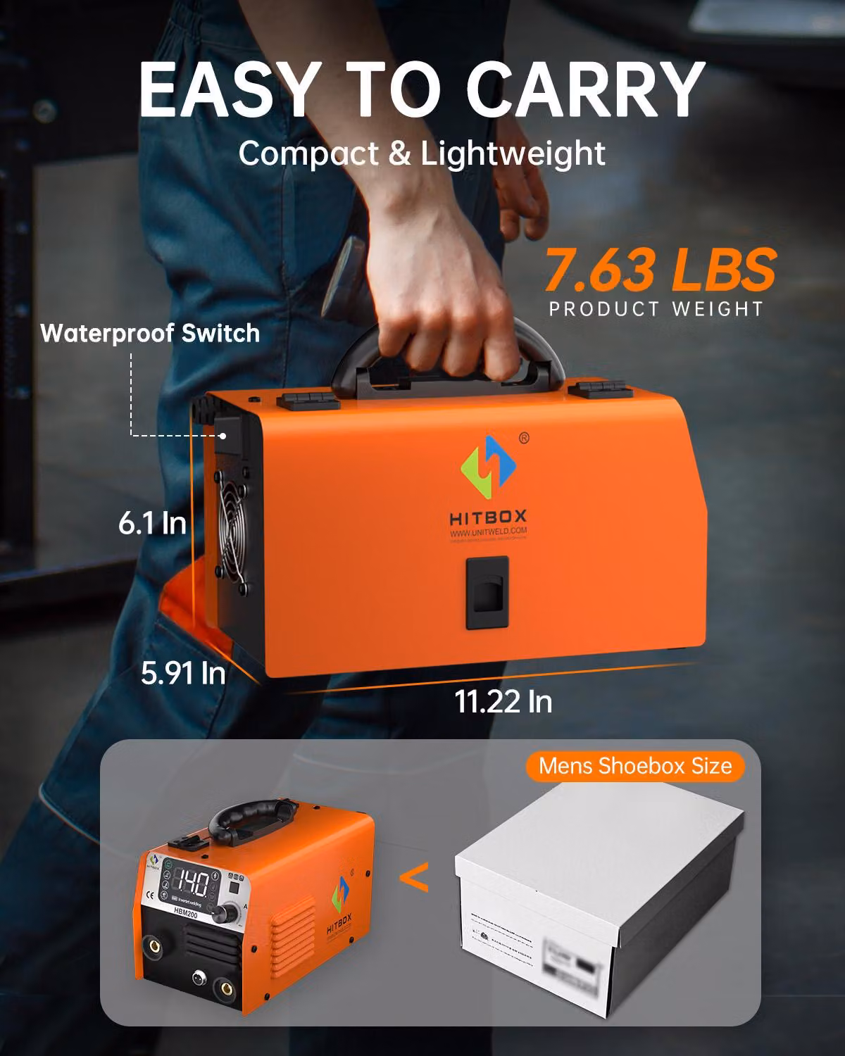 Saldatrice semi-automatica - 200 W, tecnologia inverter - 6,32 kg - Adatta per la lavorazione dei metalli