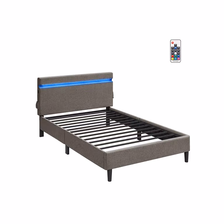Struttura Letto Matrimoniale Metallo 140 x 190 cm Grigio Scuro