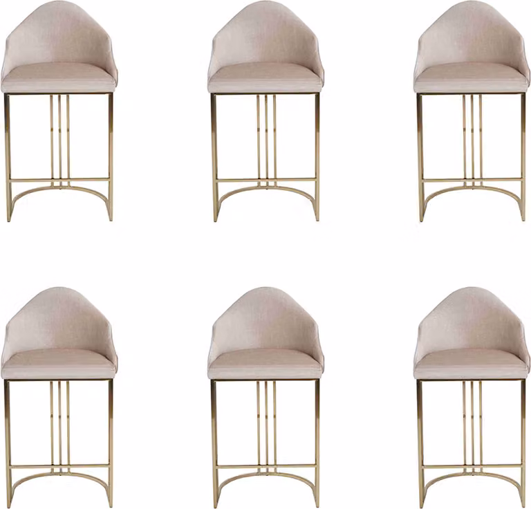 Stilvoll Esstisch 6x Stühle Beige Lehnstuhl Möbel Einrichtung Sitzpolster Stühle