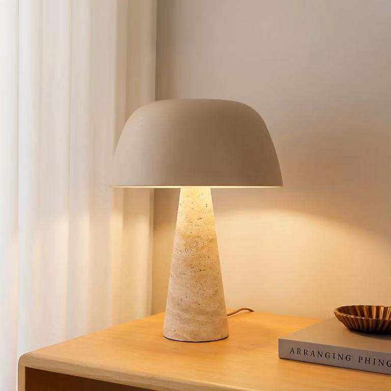 Lampada da tavolo Magritt Lindby, Crema / Ambra, Soggiorno / Sala da pranzo, Pietra, Moderno, Lampada da tavolo