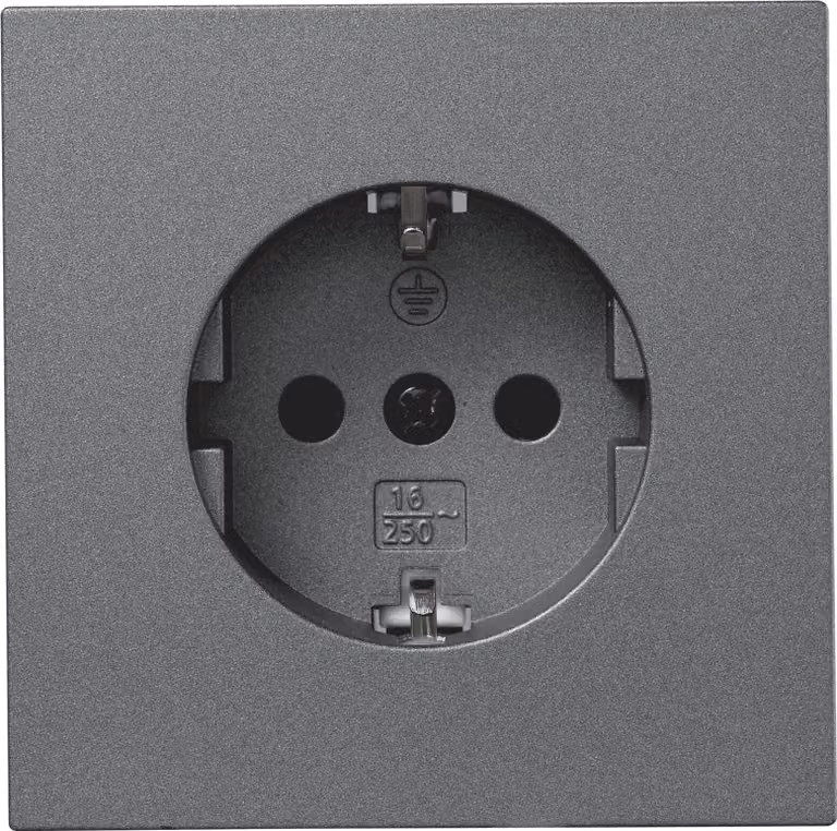 Presa McPower "Shallow" con contatto di terra, 250V~/16A, attacco a morsetto, antracite, opaco