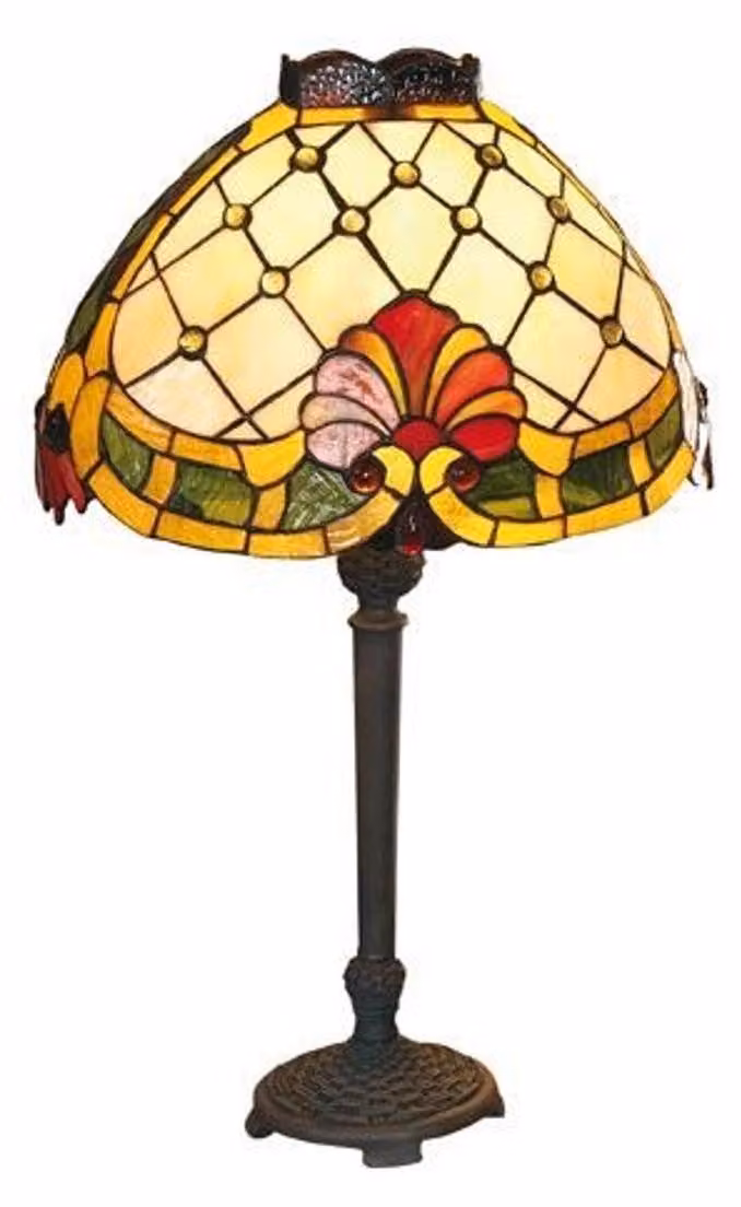 Casa Padrino Lampada da tavolo Tiffany 34 x 21 cm - Lampada sgabello Tiffany fatta a mano - Luci Tiffany