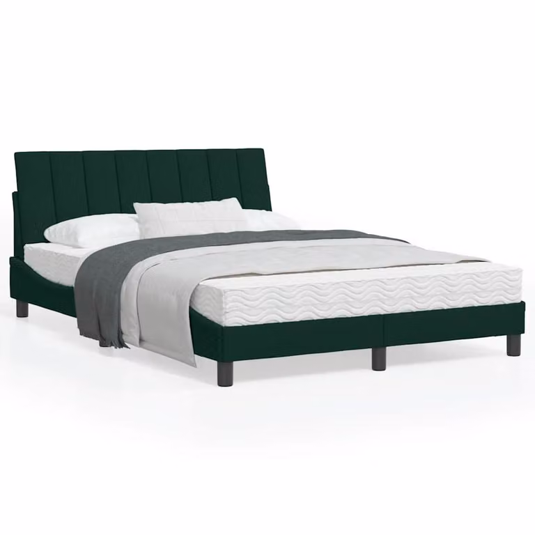 Letto con Materasso Hanko vidaXL in Velluto Verde e Bianco L/P/H: 120 x 200 cm