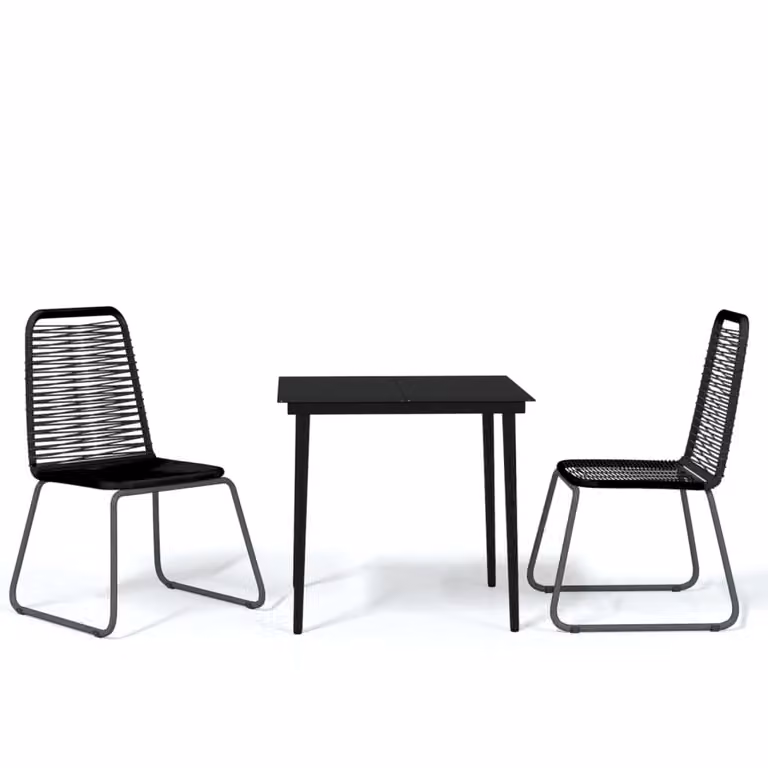 Set Mobili da Pranzo per Giardino 3 pz Nero