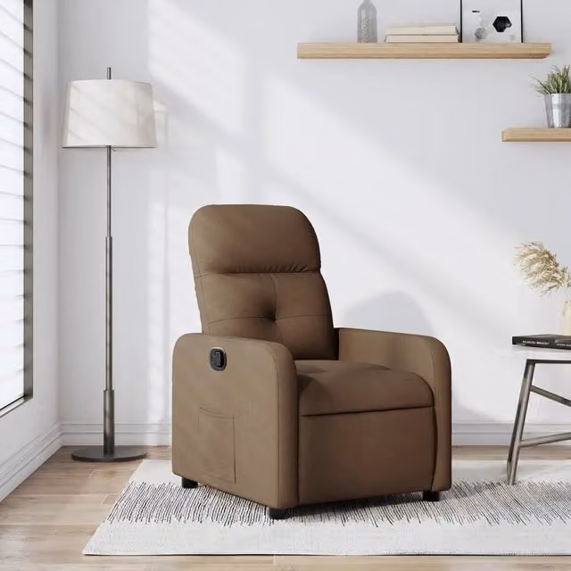 Poltrona Reclinabile Relax vidaXL in Tessuto Marrone con Braccioli e Reclinazione Manuale – 1