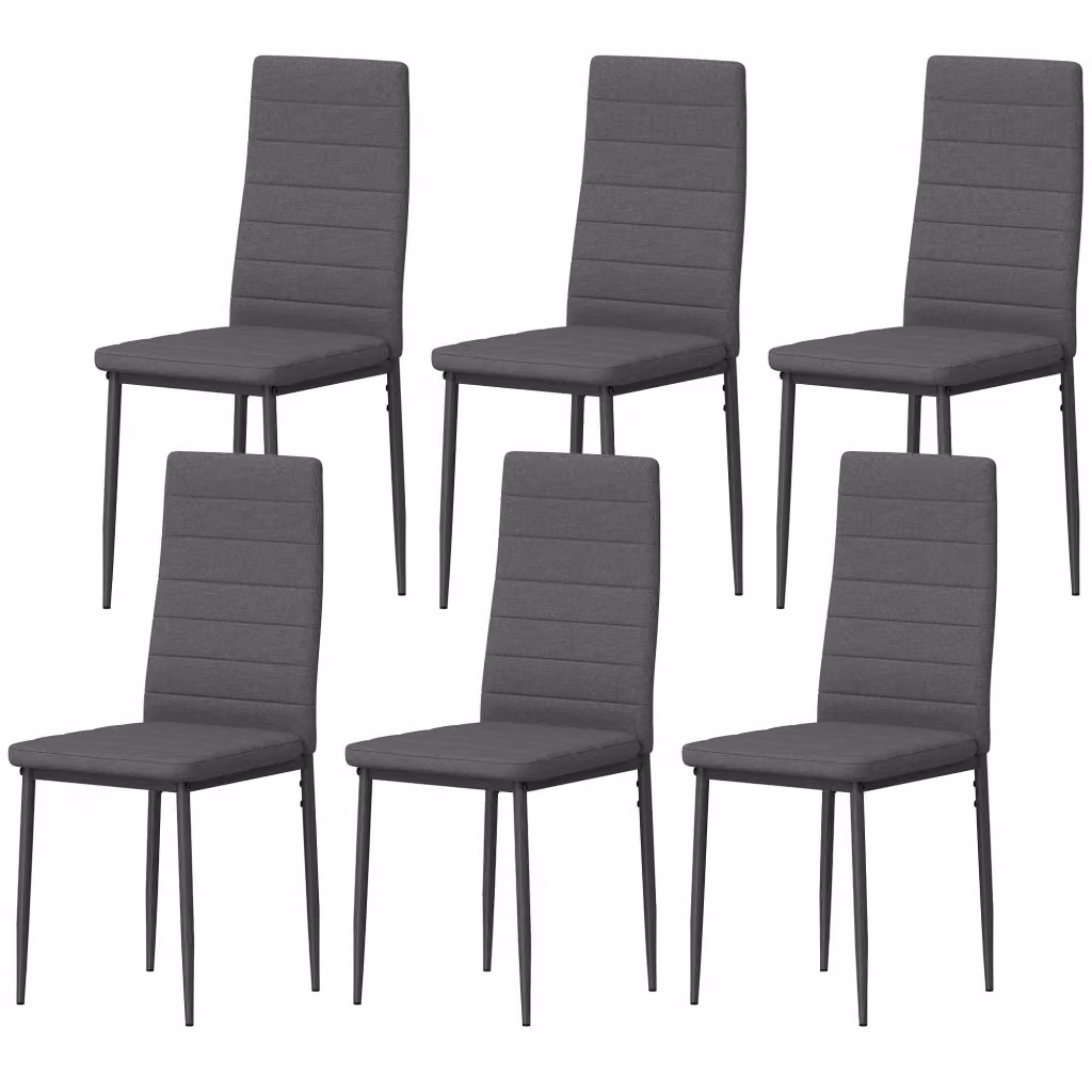 Set di 6 sedie da pranzo moderne Zephmum imbottite con schienale alto e gambe in metallo, colore grigio, L/P/H: 41 x 50 x 97 cm – 2