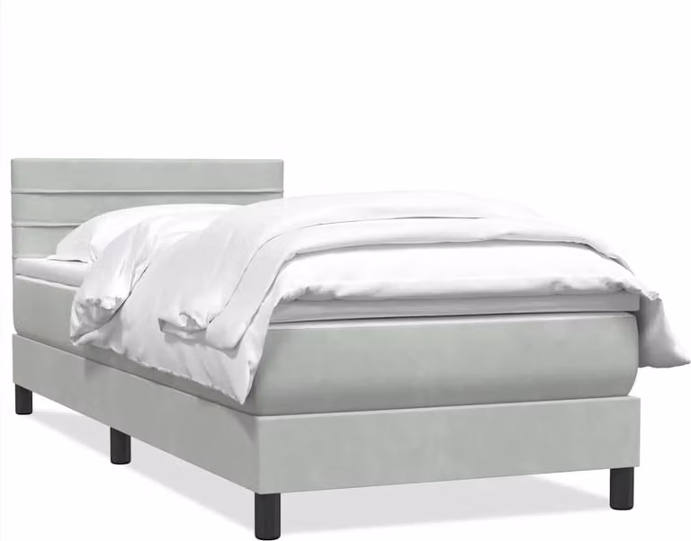 Giroletto a Molle con Materasso Grigio Chiaro 80x210 cm Velluto