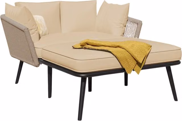 Lettino prendisole da giardino Outsunny in acciaio verniciato a polvere con braccioli e tessuto resistente ai raggi UV, disponibile in beige o nero