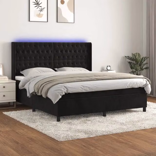 Letto Ibrido vidaXL in Velluto con Illuminazione LED e Porte USB, L/P: 180 x 200 cm – 1