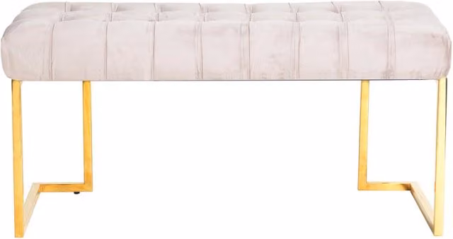 Panca Rarity in velluto taupe con base dorata