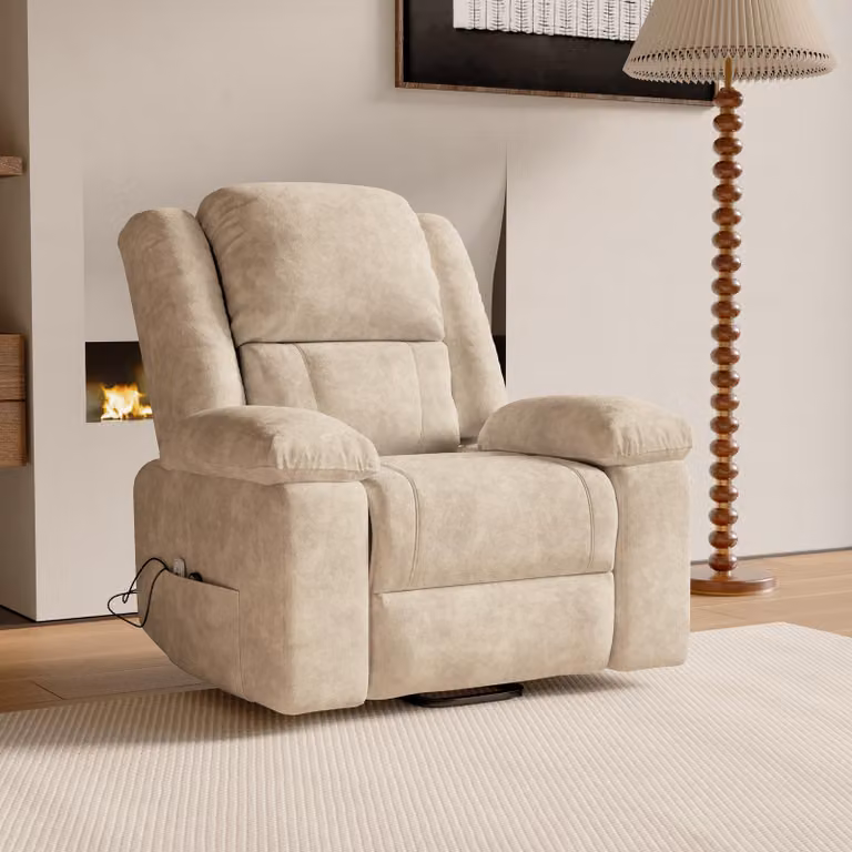 Sedia da massaggio elettrica con funzione reclinabile e riscaldamento a vibrazione, beige