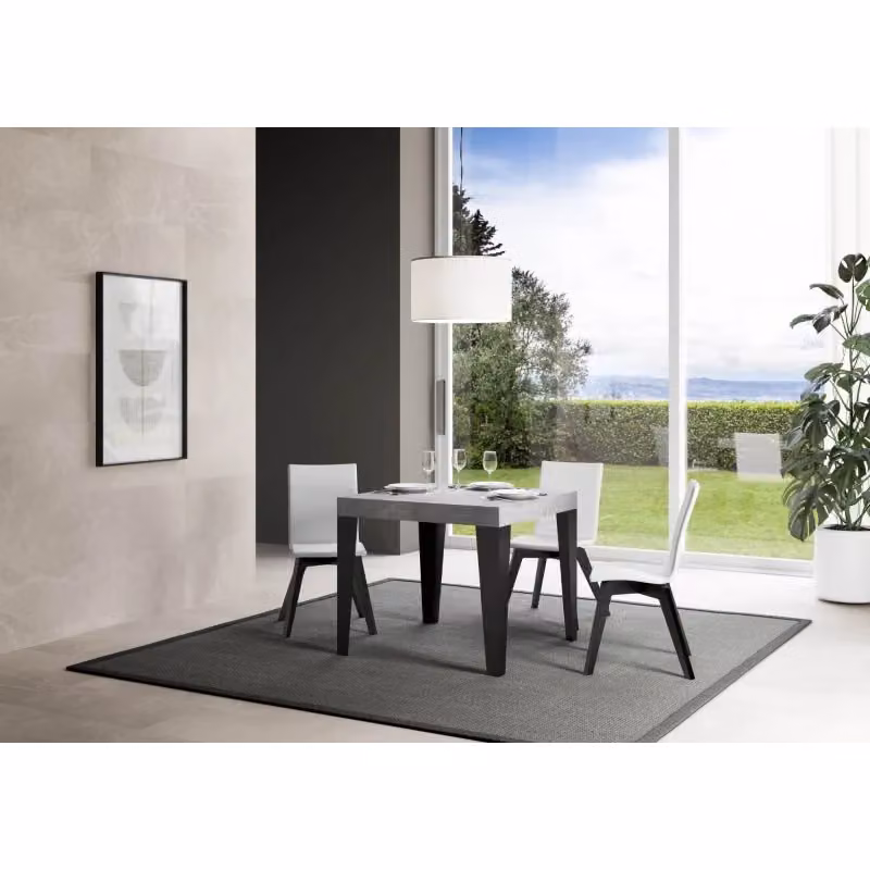 Tavolo allungabile Itamoby Flame con piano effetto cemento e telaio antracite L/P: 90 x 90 cm, estensibile fino a 246 cm – 2