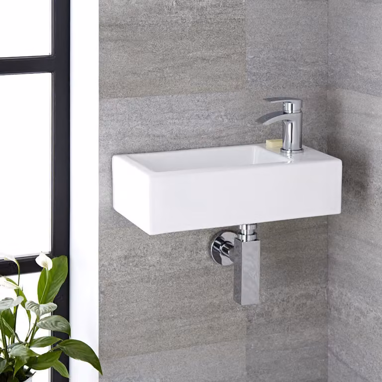 Lavabo Bagno Sospeso Rettangolare Bianco 120 x 450mm - Sandford