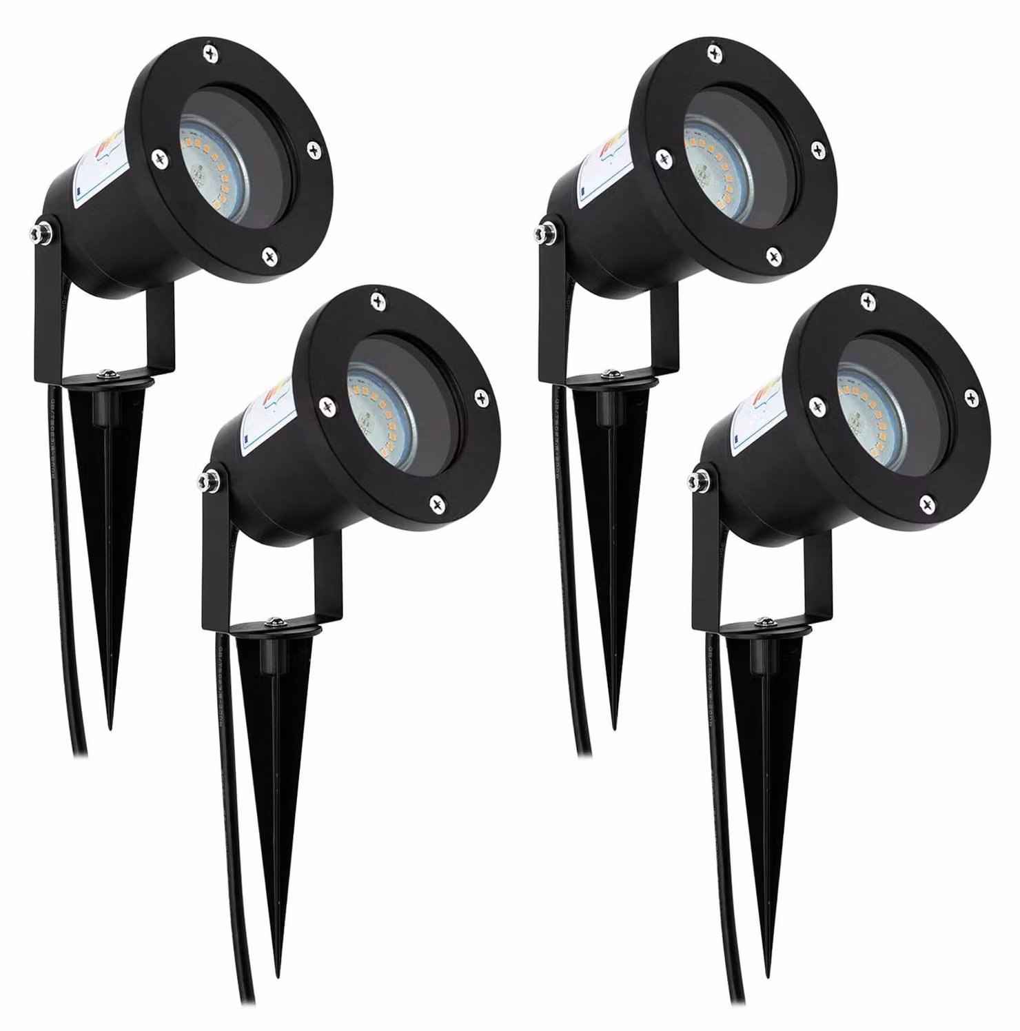 Set di 4 fari LED da giardino, attacco GU10, grado di protezione IP65, orientabili, 230 V, colore antracite