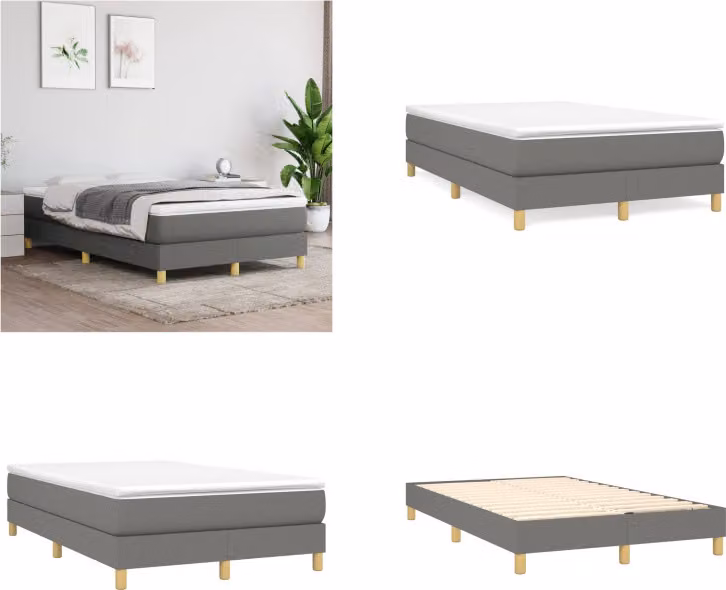 vidaXL Letto boxspring grigio scuro 120x200 cm in tessuto - Letto boxspring - Boxspringbetten - Bett - Schlafzimmermöbel