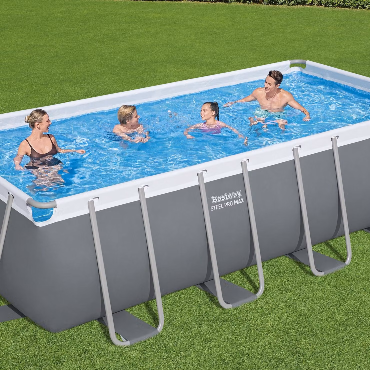 Piscina Fuori Terra Rettangolare Bestway Steel Pro MAX in Acciaio e PVC, Grigio e Blu, L: 488 cm, P: 244 cm, H: 122 cm – 2