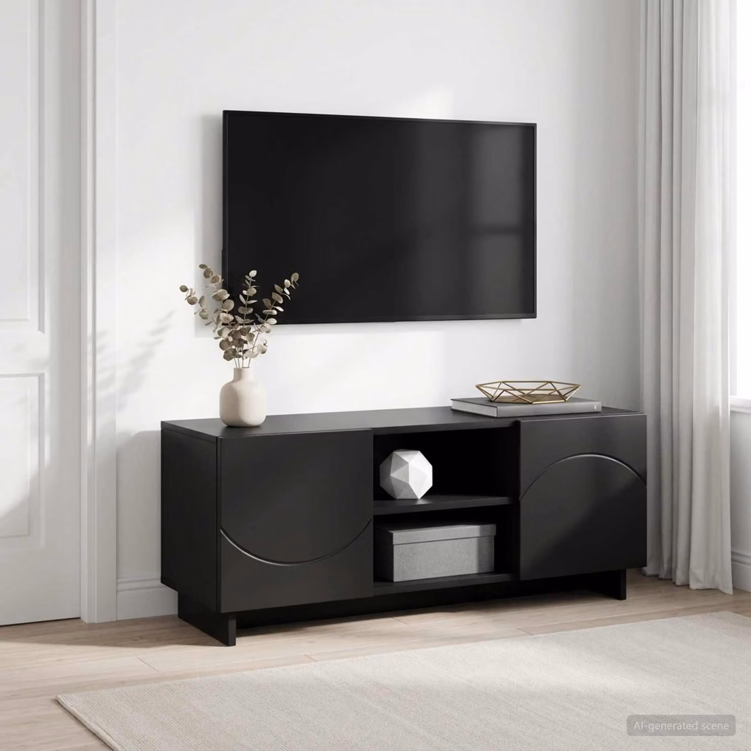 vidaXL Supporto TV Moderno Nero in Legno MDF L: 90 cm, P: 34.5 cm, H: 40 cm