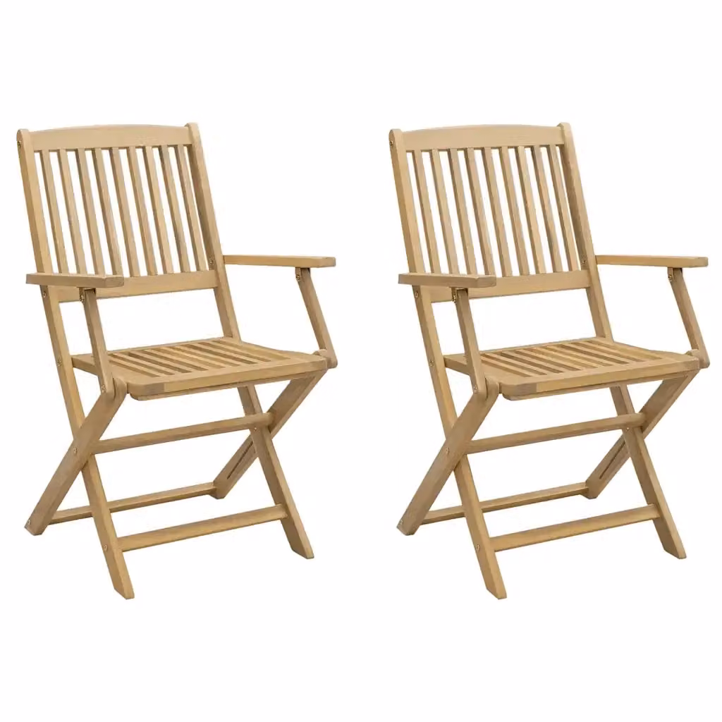 Set di 2 sedie pieghevoli vidaXL in legno di acacia marrone per giardino e terrazza L/P/H: 58 x 54,5 x 90 cm – 2
