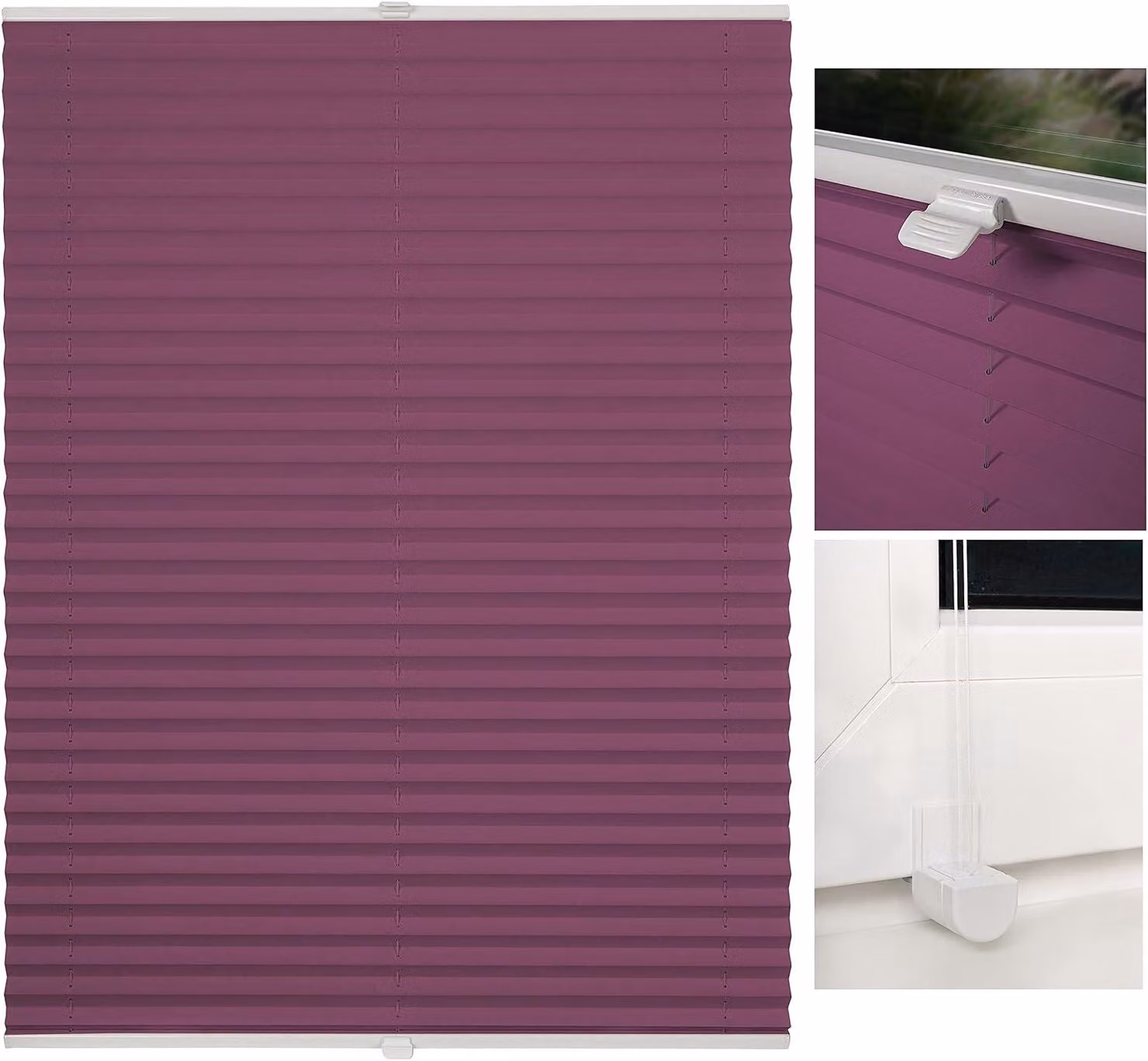 Tenda plissettata autoadesiva senza fori, ideale per finestre e porte, offre una protezione completa dalla luce e una schermatura efficace contro lo sguardo, oltre a garantire una protezione solare e anti-abbagliamento, dimensioni 115x130 cm