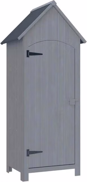 Casetta porta attrezzi in legno con 3 mensole e tetto impermeabile in bitume, Grigio, L: 77.5 cm, P: 54.2 cm, H: 179.5 cm