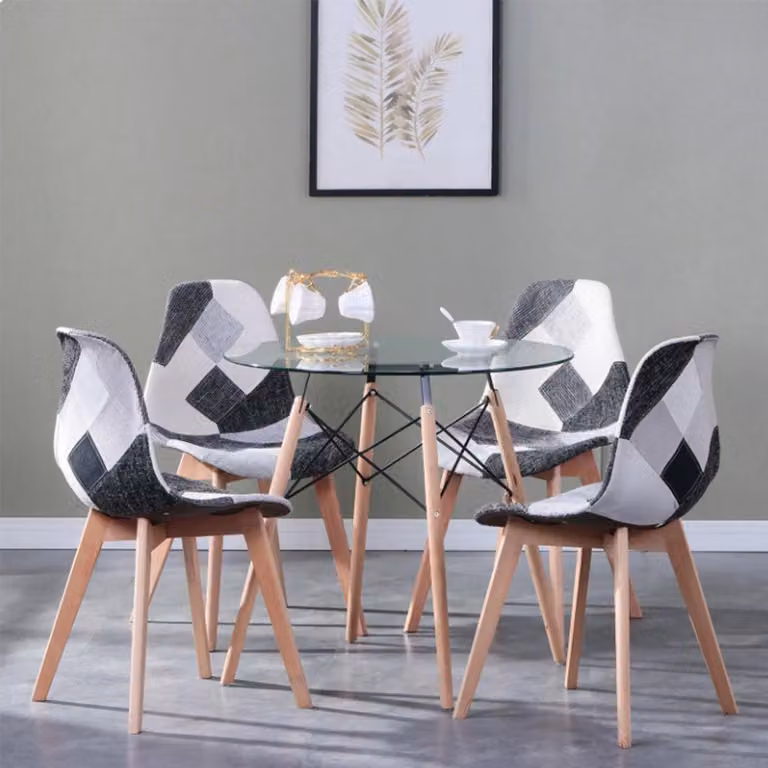 Set da pranzo Happyment - tavolo con 4 sedie - set da pranzo rotondo - sedia da cucina - sedia da cucina - soggiorno e sala da pranzo