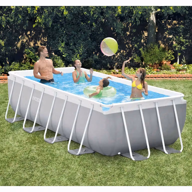 Piscina rettangolare con telaio Intex Prism Frame, blu e grigio, L 400 x P 200 x H 100 cm