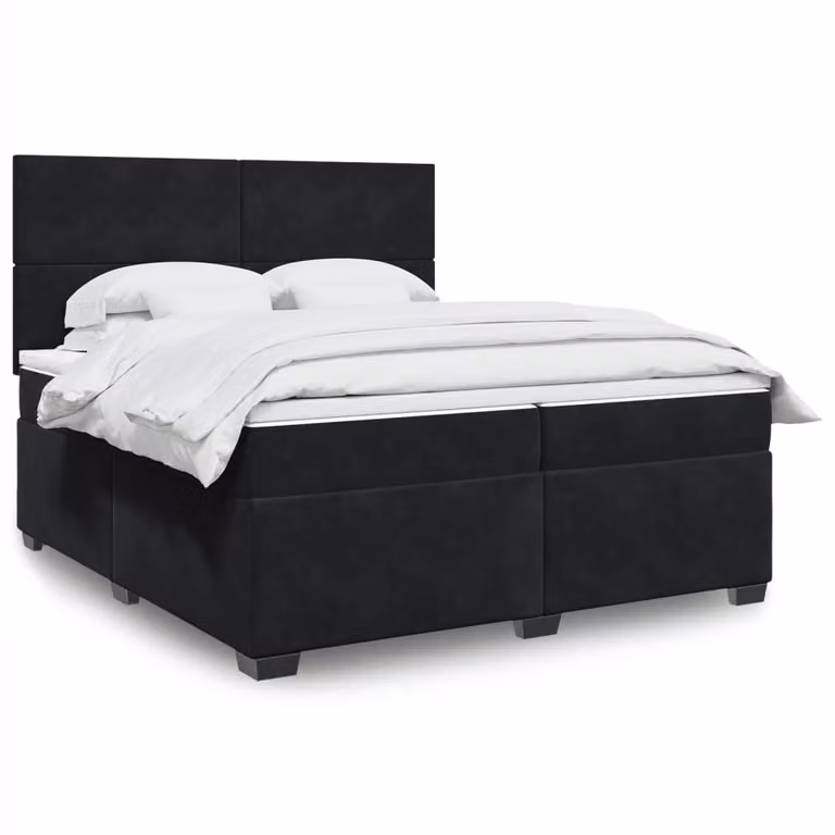 vidaXL Giroletto a Molle con Materasso Ibrido in Velluto Nero 200x200 cm