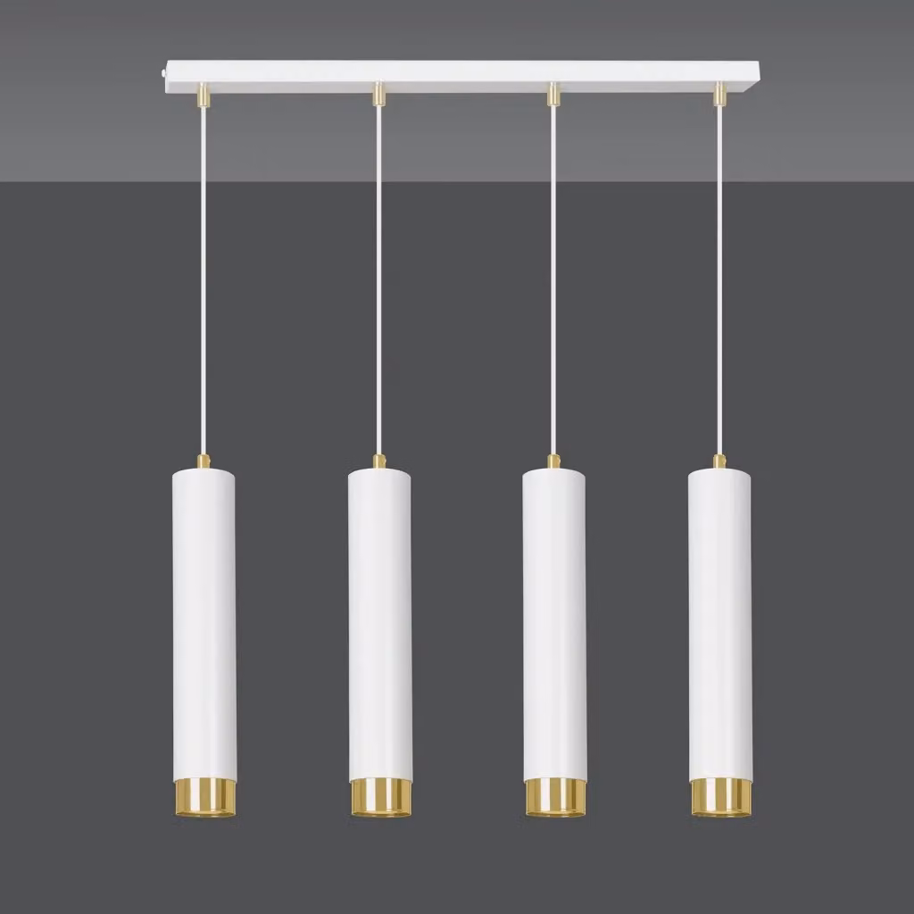 Lampadario Wagner Luceart-Classic a 4 Luci in Acciaio Bianco e Oro per Soggiorno e Cucina – 2