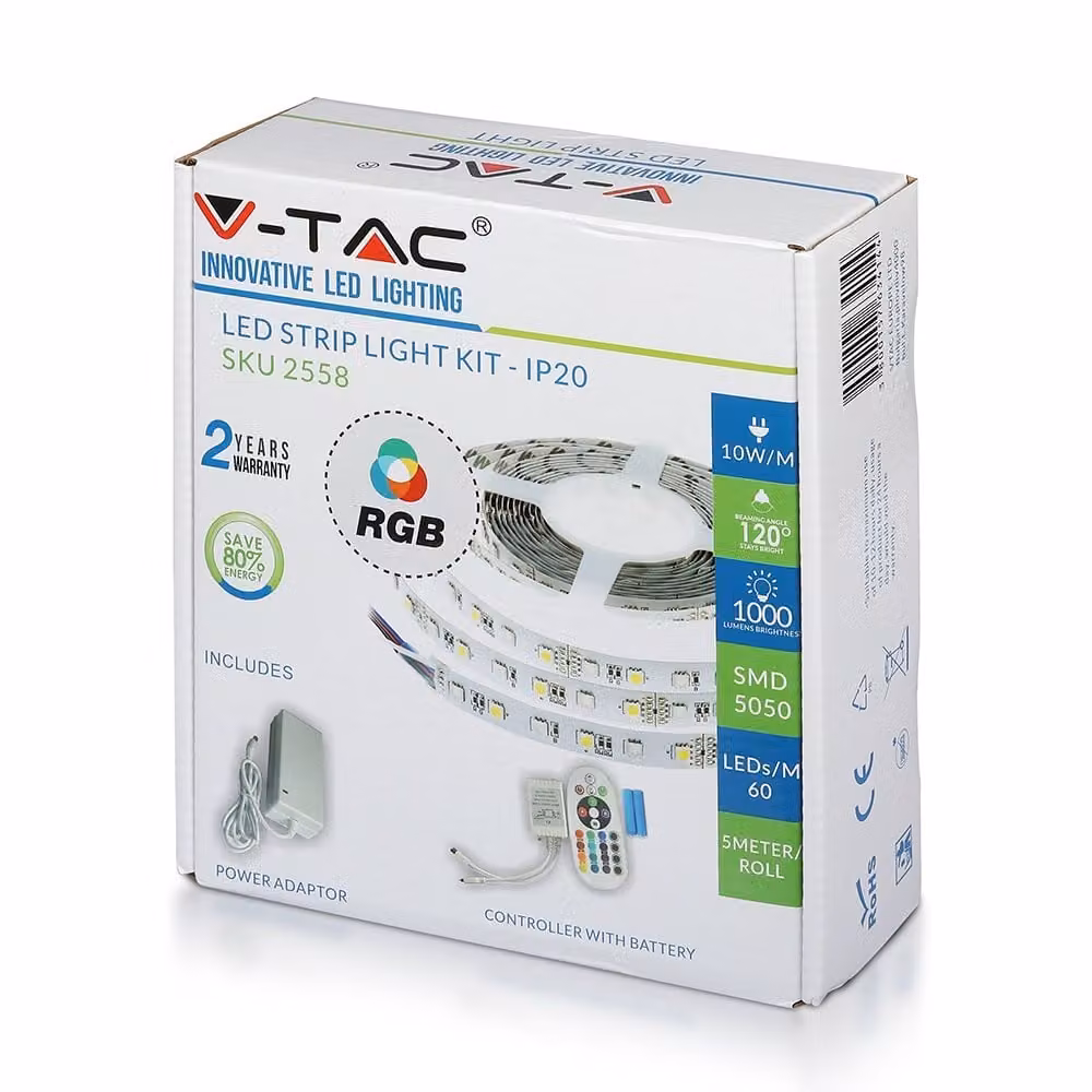 V-TAC LED Tape Set Alimentatore a nastro Controller remoto VT-5050 60 IP20-RGB RGB 1000lm