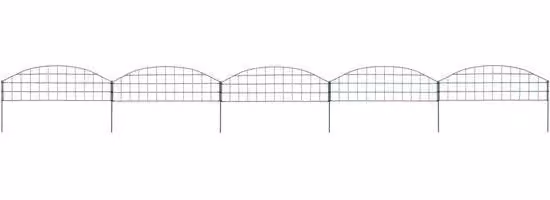 Recinzione da giardino - 5 pannelli e 6 pali - A forma di arco - 77,3 x 26 cm - Verde - Acciaio - Recinzione per laghetti e barriera di sicurezza per bambini - Resistente alla corrosione