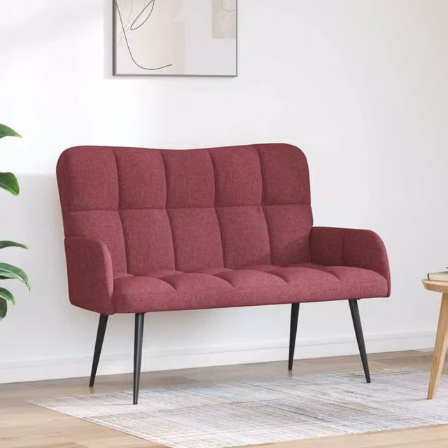 Divano a 2 Posti Rosso Vino 115 x 61 x 87 cm Tessuto 42028932