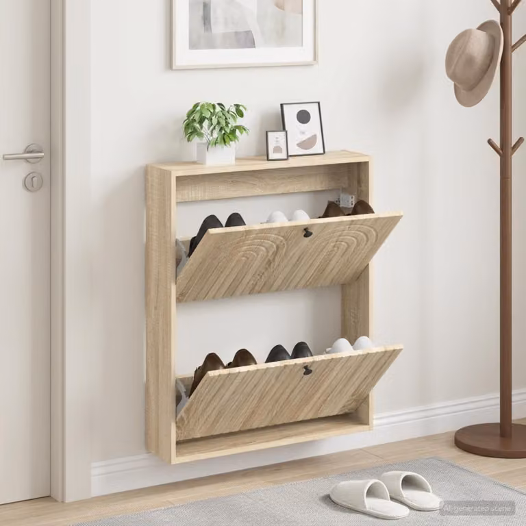 vidaXL Mobiletto per Scarpe da Muro ALKMAAR Moderno con Scomparti Basculanti L: 71 cm, P: 17 cm, H: 86 cm
