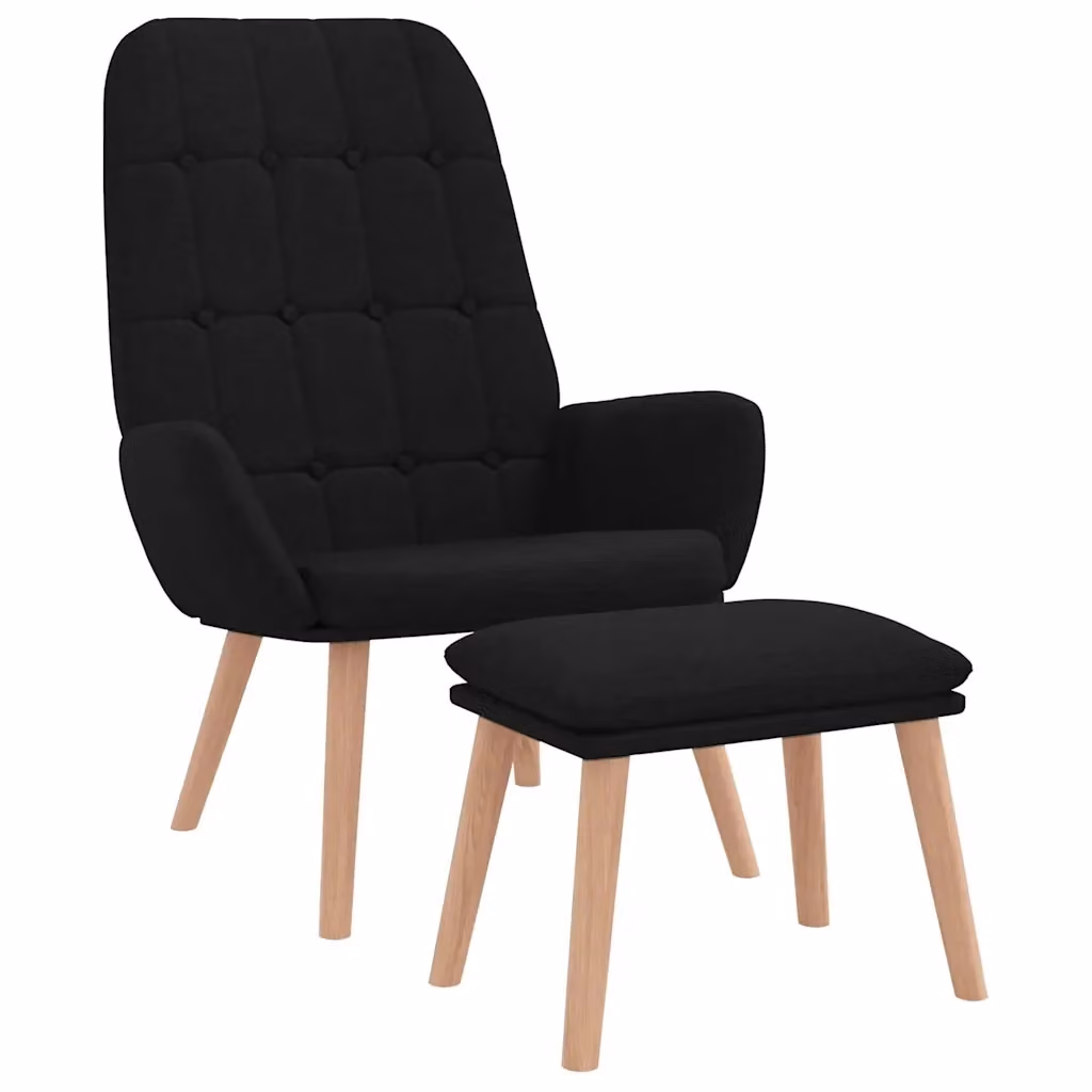 Poltrona Relax con Poggiapiedi Nera in Tessuto e Struttura Mix Design Moderno 875045 – 2