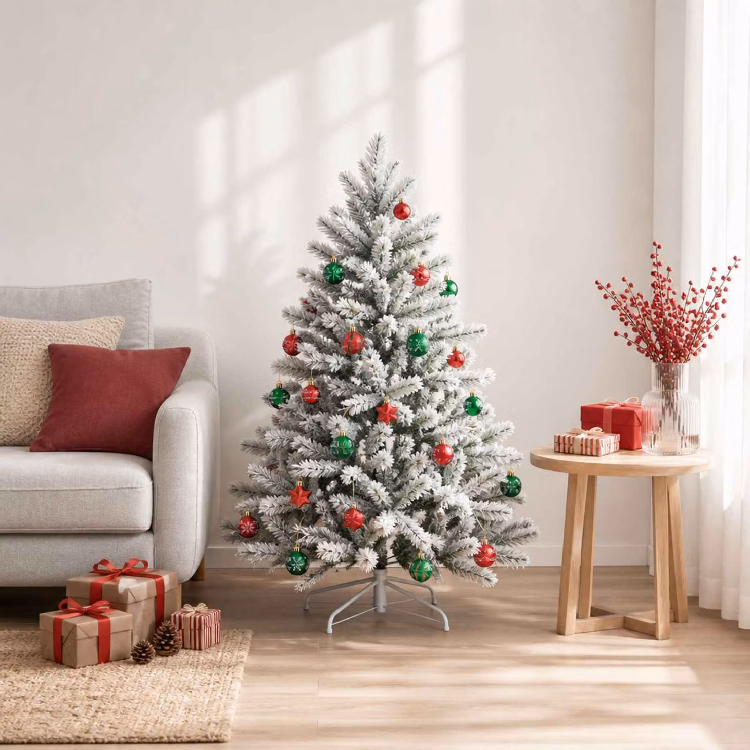 vidaXL Set di Palline di Natale 88 pz Verde e Rosso Ø 6 cm Plastica