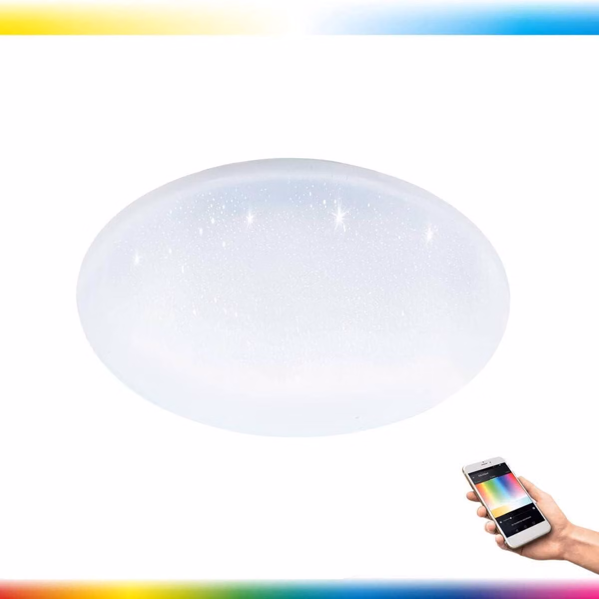 Lampada da soffitto LED EGLO connect Totari-C, lampada da parete a 1 luce con effetto cristallo in acciaio e plastica, bianca, con telecomando, cambio di temperatura del colore (caldo, neutro, freddo), RGB, dimmerabile, Ø 40 cm