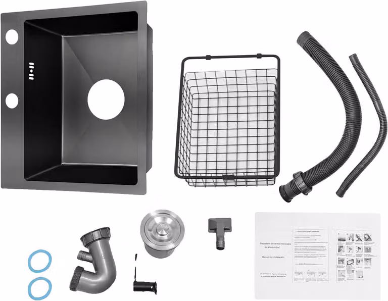 Lavello da cucina, acciaio inossidabile, design moderno, nero