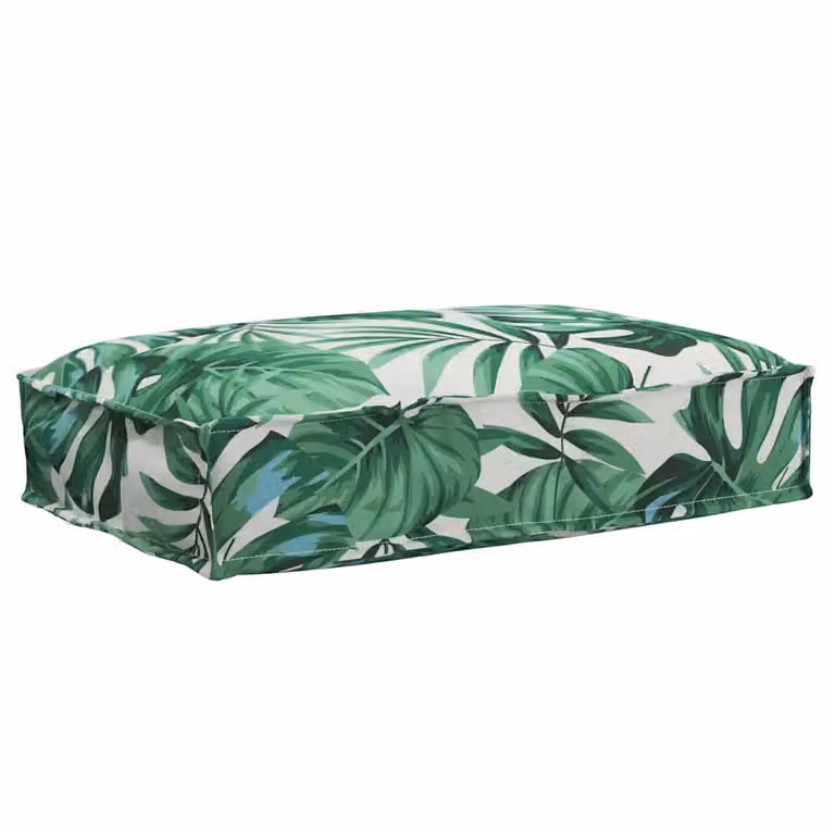 Cuscino rettangolare vidaXL in tessuto Oxford con motivo a foglie verde e multicolore, L 60 x P 40 x H 8 cm