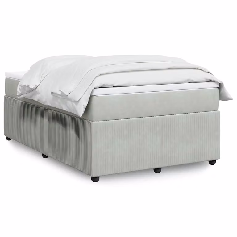 vidaXL Giroletto a Molle con Materasso Ibrido in Velluto Grigio Chiaro L/P/H: 120 x 200 cm