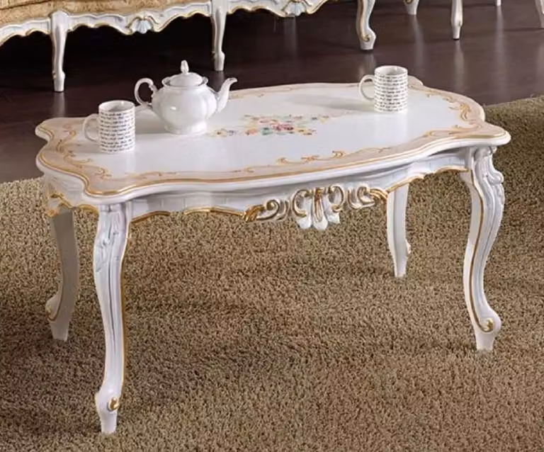 Tavolino barocco Casa Padrino bianco / beige / multicolore / oro - Nobile tavolino da salotto in stile barocco - Mobili da salotto in stile barocco - Qualità eccellente - Italy