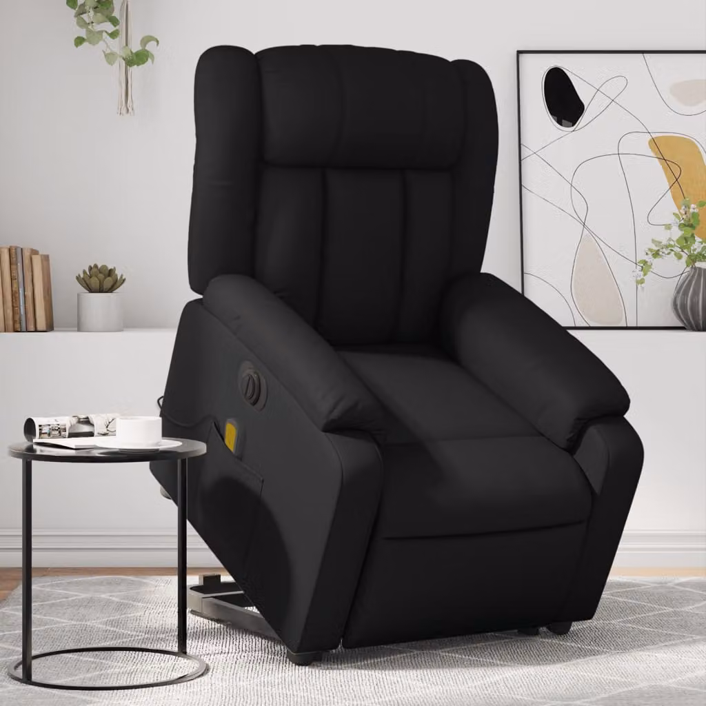 Poltrona Alzapersona Elettrica Massaggiante vidaXL in Similpelle Nera – 1
