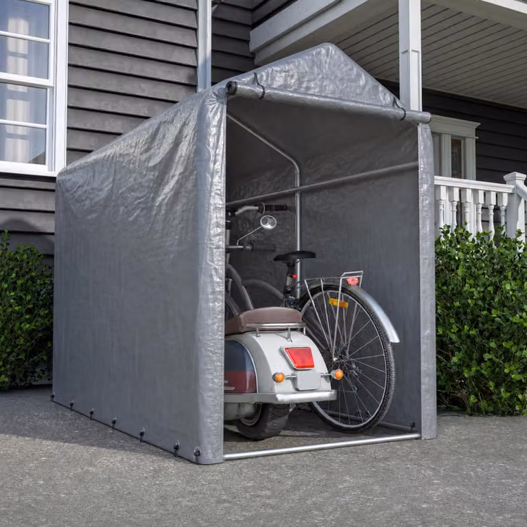 Garage per biciclette 100x187x160 cm, impermeabile, struttura in acciaio, protezione UV, adatta per biciclette, motociclette, scooter, attrezzature da giardino. Colore: grigio