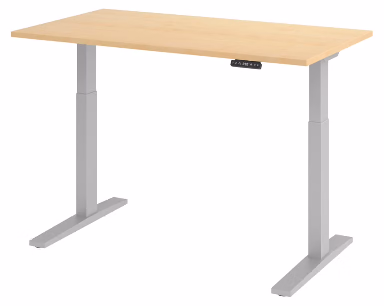 Scrivania elettrica bümö XMKA - Finitura: Noce, Struttura: Argento, Dimensioni: 140 x 80 cm