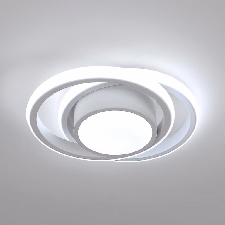 Lampada a soffitto LED bianca, rotonda, dal design moderno, da 32W con luce bianca fredda (6500K), ideale per soggiorno, camera da letto e cucina. Realizzata in alluminio e ferro, facile da installare
