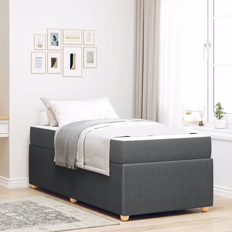 Struttura del letto imbottita vidaXL in tessuto grigio, L/P/H: 190 x 90 x 66 cm