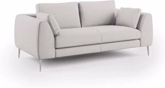 Divano moderno Plano di Divani.Store in microfibra tecnica smacchiabile grigio chiaro, Larghezza: 216 cm