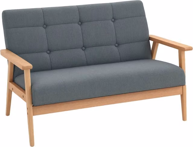 Divano 2 posti scandinavo con braccioli e gambe in legno ¨C zephmum ¨C grigio 115x66.5x73 cm