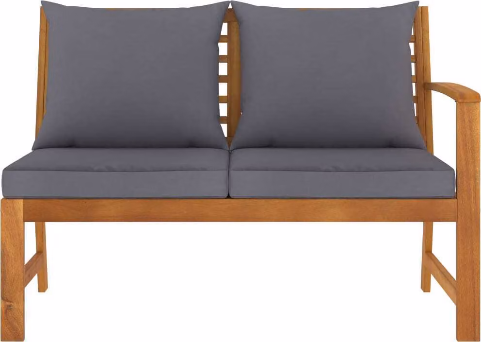Panca da Giardino 114,5cm con Cuscino Grigio Massello di Acacia