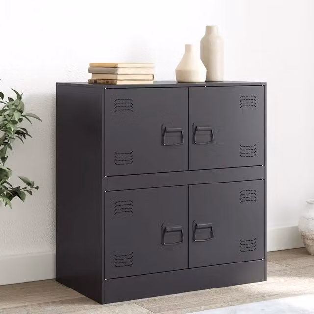 Credenza moderna nera in metallo vidaXL L: 67 cm, P: 39 cm, H: 73 cm
